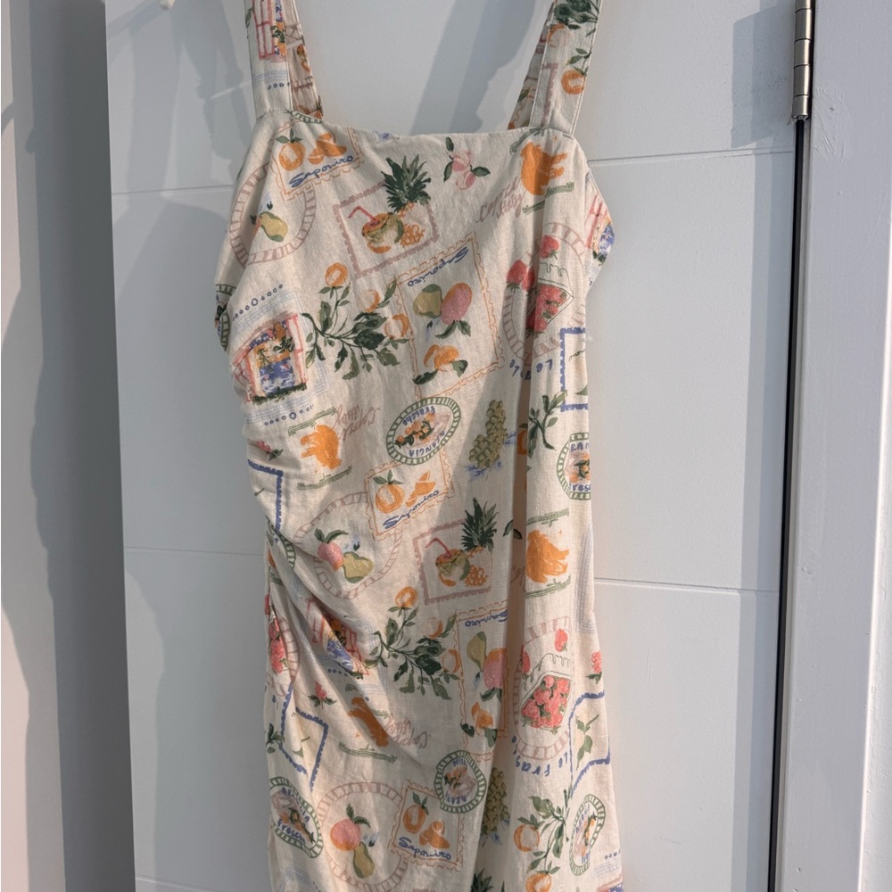 Abercrombie & Fitch Cream Mini Dress with Colorful Print- Medium
